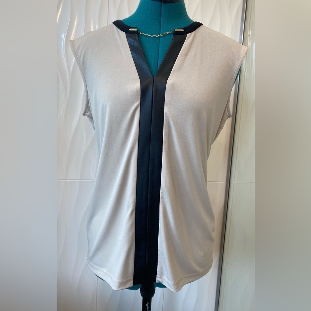 Calvin Klein taupe / black dress top